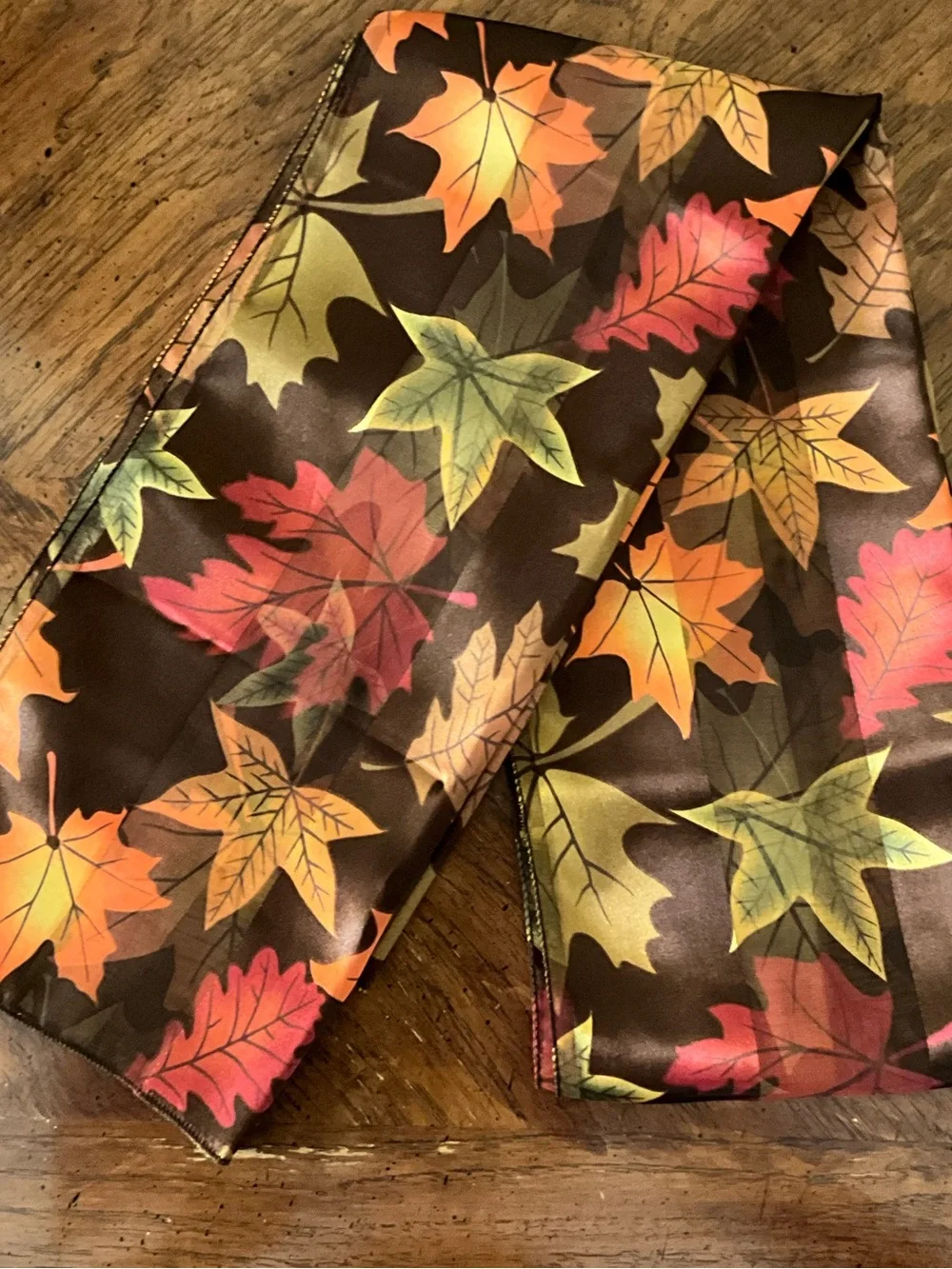 Fall Leaves Silk Polyester Oblong Scarf